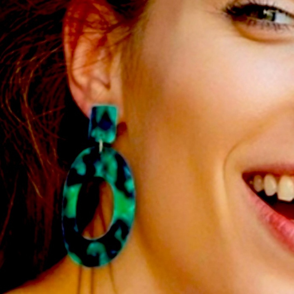 🌱Jade Resin Acrylic Boho Cool Earrrings NEW